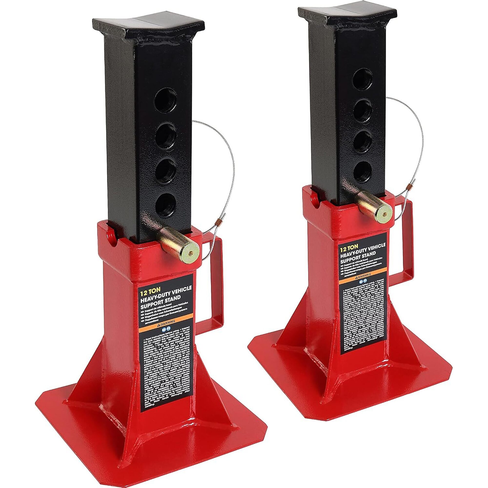 Torin Big Red Heavy Duty Car Jack Stands — 12-Ton Capacity, 18.1in. Max Height, Pin Type, 1 Pair, Red, Model# ATZ120005R